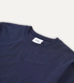 Navy Cotton Crew Neck Hiking T-Shirt -Drakes Shop DR2A5A21528 14250 3