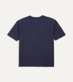 Navy Cotton Crew Neck Hiking T-Shirt -Drakes Shop DR2A5A21528 14250 5