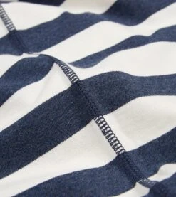 Navy And White Block Stripe Cotton Crew Neck Hiking T-Shirt -Drakes Shop DR2A5A22036 02252 4