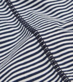 Ecru And Navy Stripe Cotton Crew Neck Hiking T-Shirt -Drakes Shop DR2A5A22387 01252 4