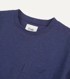Dark Indigo Flamé Cotton Crew Neck Hiking T-Shirt -Drakes Shop DR2A5A23054 01250 3