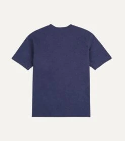 Dark Indigo Flamé Cotton Crew Neck Hiking T-Shirt -Drakes Shop DR2A5A23054 01250 5