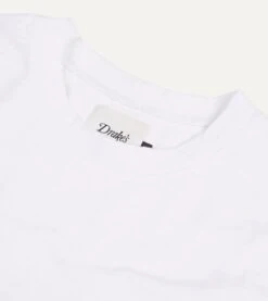White Flamé Cotton Crew Neck Hiking T-Shirt -Drakes Shop DR2A5A23054 02000 3