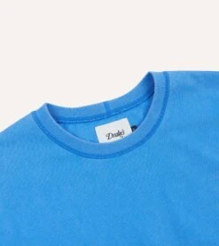 Washed Blue Cotton Crew Neck Hiking T-Shirt -Drakes Shop DR2A5A24090 01200 3
