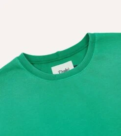 Washed Green Cotton Crew Neck Hiking T-Shirt -Drakes Shop DR2A5A24090 02400 3