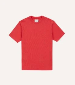 Drakes Shop 31 Washed Red Cotton Crew Neck Hiking T-Shirt