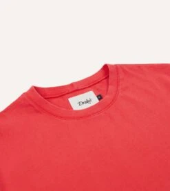 Washed Red Cotton Crew Neck Hiking T-Shirt -Drakes Shop DR2A5A24090 03 700 3