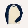 Ecru And Navy Raglan Sleeve Hiking T-Shirt -Drakes Shop DR2A5B22034 10050 1