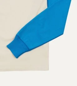 Blue And Antique White Raglan Sleeve Hiking T-Shirt -Drakes Shop DR2A5B22034 12 050 4