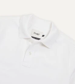 White Piqué Cotton Polo Shirt -Drakes Shop DR2A5C22038 07000 3