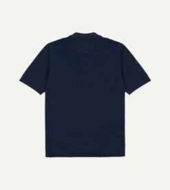 Navy Piqué Cotton Polo Shirt 9 Navy Piqué Cotton Polo Shirt -Drakes Shop DR2A5C24044 01250 4