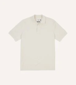 Ecru Piqué Cotton Polo Shirt