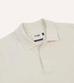 Ecru Piqué Cotton Polo Shirt -Drakes Shop DR2A5C24044 02000 3