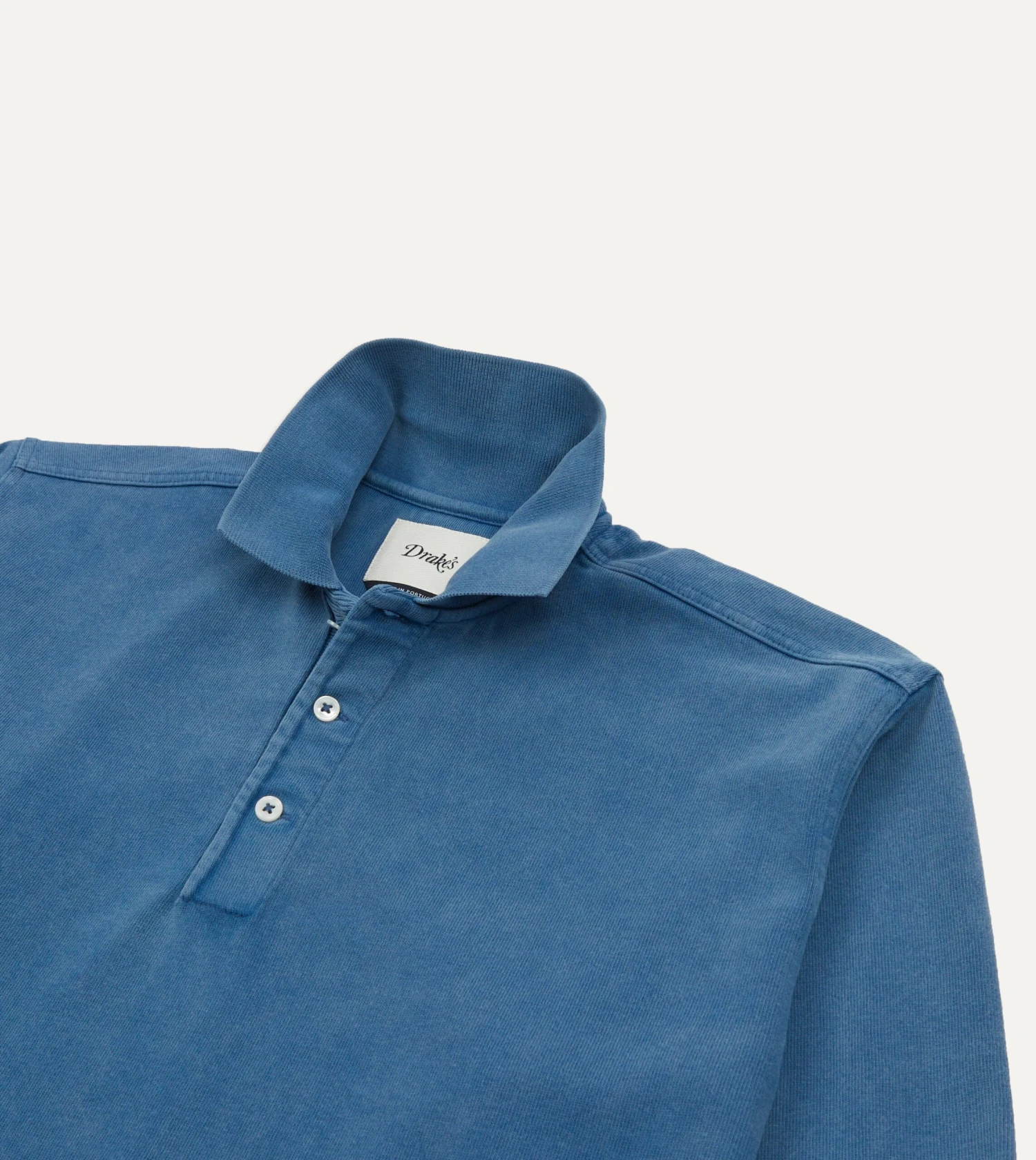 Indigo Cotton Jersey Long-Sleeve Polo Shirt 6 Indigo Cotton Jersey Long-Sleeve Polo Shirt - Image 4