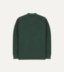 Green Pique Cotton Long-Sleeve Polo Shirt -Drakes Shop DR2A5D21620 04400 5