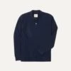 Navy Pique Cotton Long-Sleeve Polo Shirt -Drakes Shop DR2A5D21620 05250 1