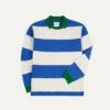 Blue And White Wide Stripe Mock Collar Long-Sleeve Jersey -Drakes Shop DR2A5F23166 01252 1