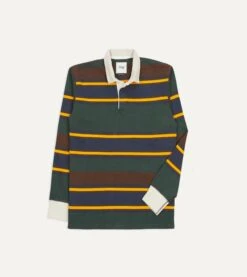 Green, Navy And Gold Stripe Cotton Rugby Shirt