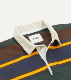 Green, Navy And Gold Stripe Cotton Rugby Shirt -Drakes Shop DR2A5H22537 01662 3