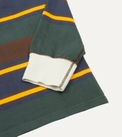 Green, Navy And Gold Stripe Cotton Rugby Shirt -Drakes Shop DR2A5H22537 01662 5