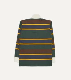 Green, Navy And Gold Stripe Cotton Rugby Shirt -Drakes Shop DR2A5H22537 01662 6
