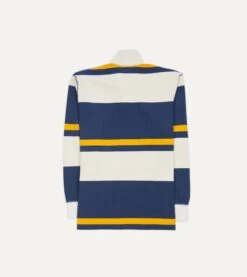 Ecru, Navy And Yellow Stripe Cotton Rugby Shirt -Drakes Shop DR2A5H22539 01662 5