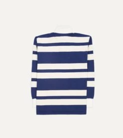 Navy And Ecru Stripe Cotton Rugby Shirt -Drakes Shop DR2A5H23087 01252 5
