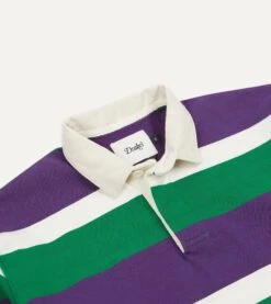 Purple, Green And White Stripe Cotton Rugby Shirt -Drakes Shop DR2A5H23573 01902 3