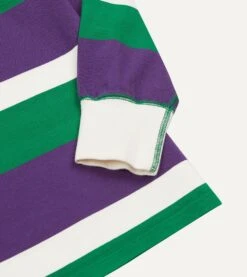 Purple, Green And White Stripe Cotton Rugby Shirt -Drakes Shop DR2A5H23573 01902 5