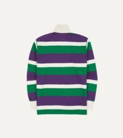 Purple, Green And White Stripe Cotton Rugby Shirt -Drakes Shop DR2A5H23573 01902 6