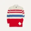 Cream, Red And Blue Stripe Cotton Rugby Shirt -Drakes Shop DR2A5H23573 02052 1