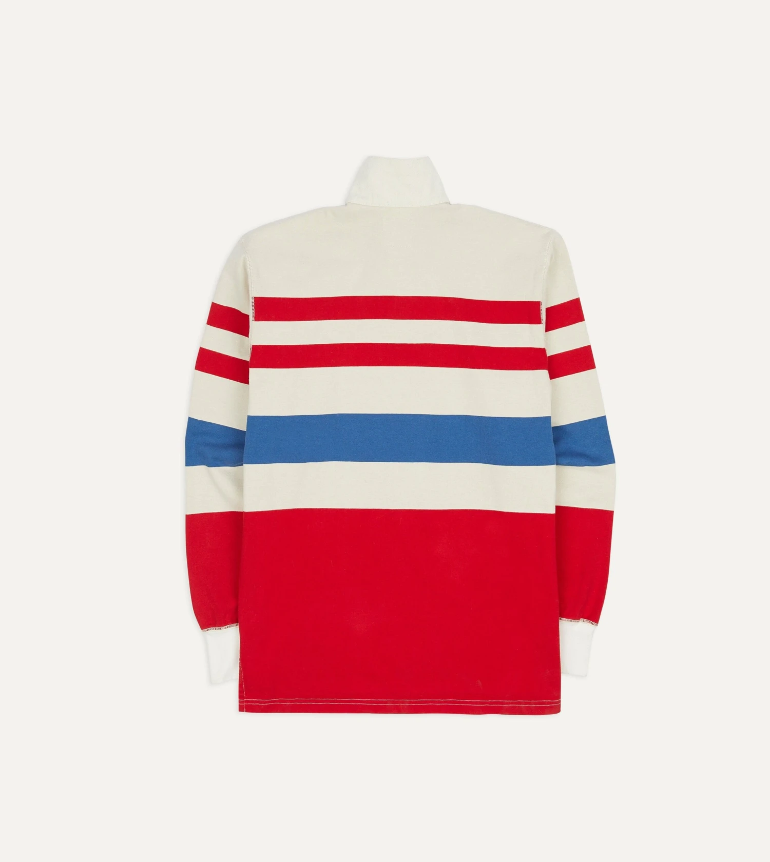 Cream, Red And Blue Stripe Cotton Rugby Shirt 8 Cream, Red And Blue Stripe Cotton Rugby Shirt - Image 6