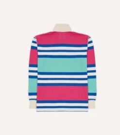 Pink, Green And Blue Stripe Cotton Rugby Shirt -Drakes Shop DR2A5H23573 04992 6