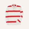 White And Red Stripe Cotton Rugby Shirt -Drakes Shop DR2A5H23573 05002 1