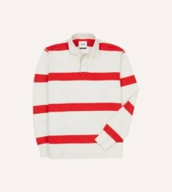 White And Red Stripe Cotton Rugby Shirt