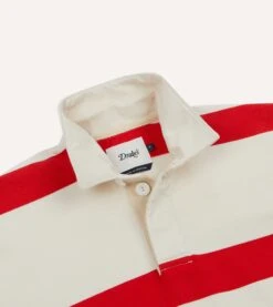 White And Red Stripe Cotton Rugby Shirt -Drakes Shop DR2A5H23573 05002 3