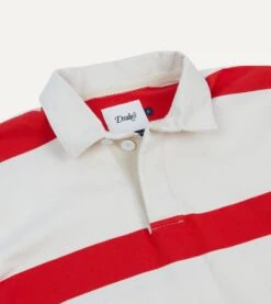 White And Red Stripe Cotton Rugby Shirt -Drakes Shop DR2A5H23573 05002 4
