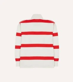 White And Red Stripe Cotton Rugby Shirt -Drakes Shop DR2A5H23573 05002 6