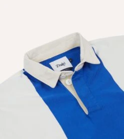 White, Pink And Blue Panel Stripe Cotton Rugby Shirt -Drakes Shop DR2A5H24166 01661 3