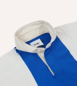 White, Pink And Blue Panel Stripe Cotton Rugby Shirt -Drakes Shop DR2A5H24166 01661 4