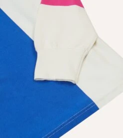 White, Pink And Blue Panel Stripe Cotton Rugby Shirt -Drakes Shop DR2A5H24166 01661 5