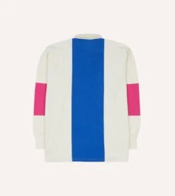 White, Pink And Blue Panel Stripe Cotton Rugby Shirt -Drakes Shop DR2A5H24166 01661 6