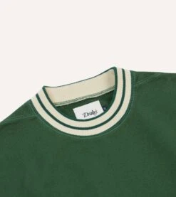 Green Striped Rib Cotton Jersey Sweatshirt -Drakes Shop DR2A5I24046 01400 3