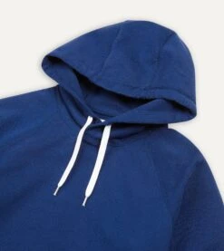 Navy Cotton Hooded Sweatshirt 9 Navy Cotton Hooded Sweatshirt -Drakes Shop DR2A5J21563 07250 4