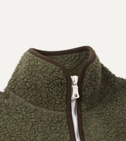 Green Boucle Wool Zip Fleece Jacket 10 Green Boucle Wool Zip Fleece Jacket -Drakes Shop DR2A5L21265 03200 3