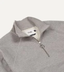 Grey Cotton Quarter Zip Sweatshirt 9 Grey Cotton Quarter Zip Sweatshirt -Drakes Shop DR2A5M 21565 01 600 3