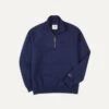 Navy Cotton Quarter Zip Sweatshirt -Drakes Shop DR2A5M 21565 04 250 1