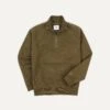 Khaki Green Cotton Quarter Zip Sweatshirt 2 Khaki Green Cotton Quarter Zip Sweatshirt -Drakes Shop DR2A5M21565 05400 1 LR