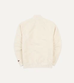 Ecru Cotton Quarter Zip Sweatshirt -Drakes Shop DR2A5M21565 06050 6 LR