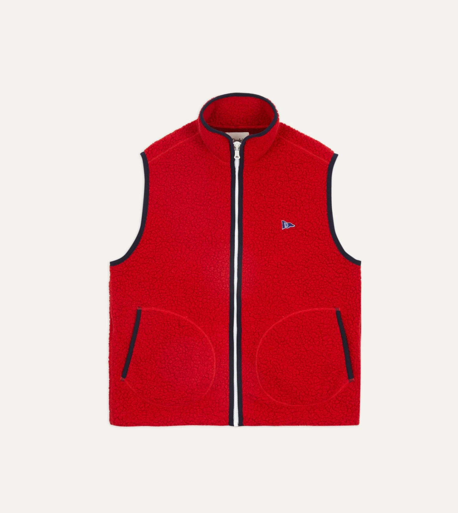 Red Boucle Wool Zip Fleece Vest 3 Red Boucle Wool Zip Fleece Vest